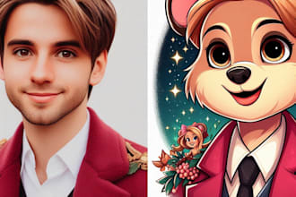 draw you cartoon portrait in disney style art