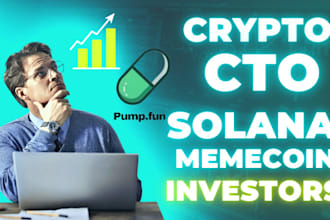pump crypto token investors, pump fun, cto, solana memecoin, telegram promotion