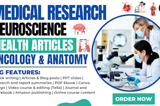 do medical research, health and fitness, neuroscience ebook writer, lead magnet