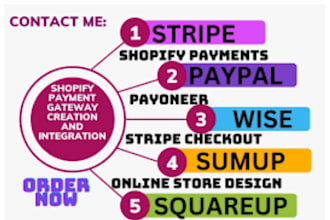 create verified shopify payment gateway, wise paypal payoneer for shopify store