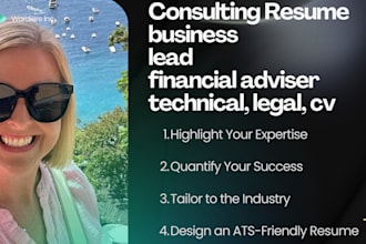 write consulting resume, business, lead, financial adviser, technical, legal, cv
