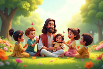 write and design bible themed illustration, christian children storybook, cover