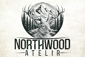 design custom hand drawn logo with vintage illustration