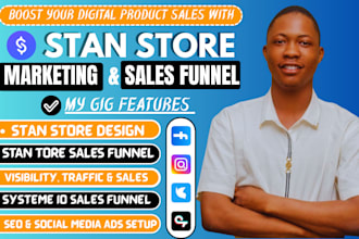 stan store design, setup systeme io ebook sales funnel, for stan store marketing
