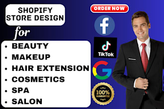 design beauty makeup hair extension cosmetics spa hair wig shopify store website