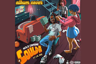 draw anime or cartoon album cover album or single mixtape hippop or rock music