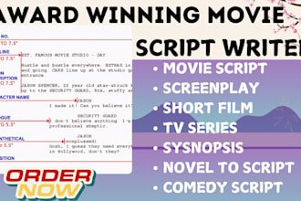 expertly structured your movie script, screenplay, true crime, novel adaptation