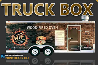create semi truck wrap design, box truck,  food truck wrap design