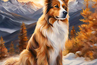 draw custom digital oil painting, watercolor style pet portrait
