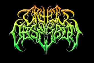 design a slamming death metal logo font with chrome