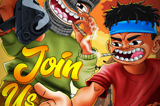 design dope cartoon album cover, mixtape or single cover art