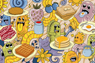 awesome doodle character designs for your merch