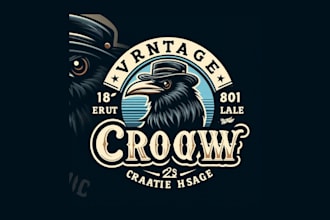 do unique crow mascot logo with source file in just two day