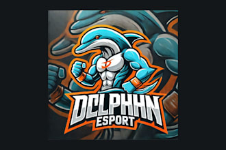 design dolphin esport mascot logo with unlimited revisions