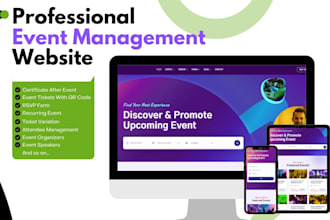 create event management website, event listing, ticket qr code