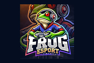 make modarn frog mascot logo with a fresh concept just for you