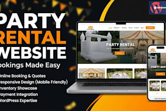 build party rental website, event rental website, photo booth website