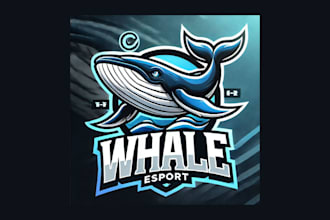 design unique whale mascot logo for you with a fresh concept