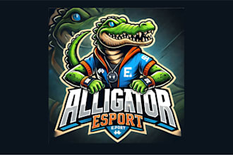 design awesome alligator esport mascot logo for your business
