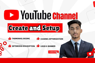 design and set up a professional youtube channel with a logo