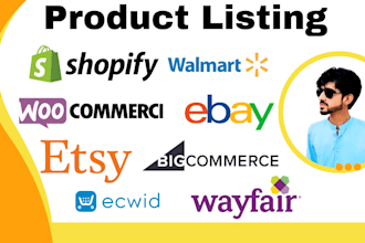 upload products on etsy, shopify, tiktok, amazon, ebay, ecwid, woocommerce, wix
