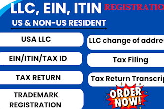 do US llc registration, ein, itin, dissolve llc, vat, llc renewal, uk ltd