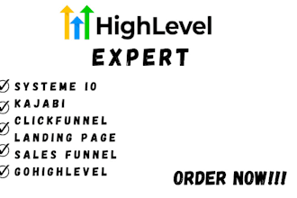 create gohighlevel funnels, systeme io setups, kajabi websites with expert