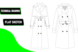 do garments design flat sketches technical drawing
