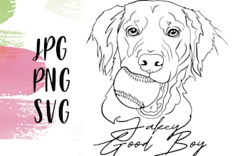 turn your pet photo into a custom line drawing with name