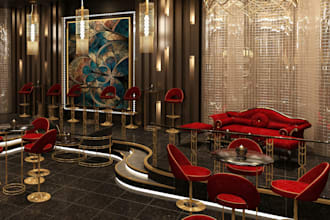 do cgi nightclub design, bar, cafe, restaurant, with photorealistic 3d render