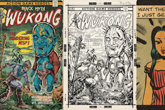 draw retro comic page, vintage comic, illustration, retro page, nsfw retro, 70s