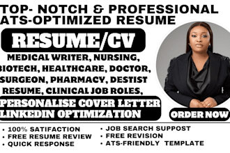 write professional medical writer, healthcare, nursing, pharmacy, biotech resume