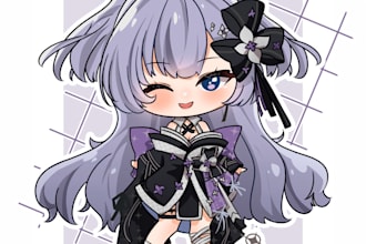 draw cute chibi character for birthday, christmas or anything