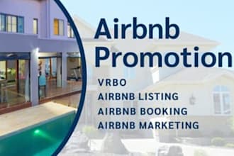 promote your airbnb, vrbo,mtr and booking listings for maximize bookings