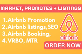 promote airbnb, booking ,listings for maximize bookings