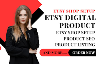 setup digital product etsy shop, digital planner, etsy listing digital product