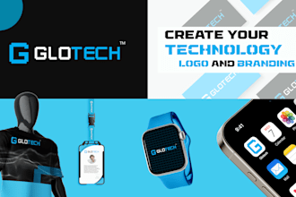 design technology modern tech crypto cyber security ai logo and branding kit