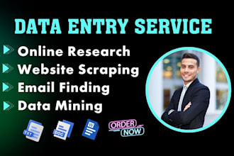 do online research, email finding, website scraping