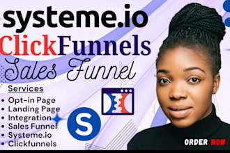 build or clone systeme io landing page, sales funnel, automation, fix domain