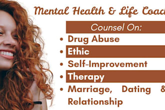 counsel on relationship, drug abuse, ethic, self improvement, therapy, dating
