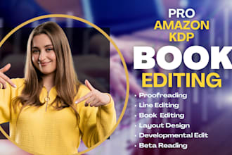 do book formatting, proofread book, line editing, layout design for amazon kdp