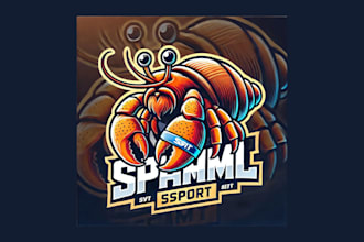 design awesome hermit crab mascot logo with creative concept