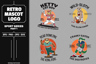 create a vintage cartoon, mascot business logo