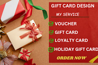 design a voucher card, loyalty card, holiday gift card