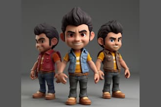 turn your favorite image into 3d articulated toy, 3d character, 3d doll modeling