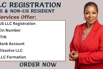 assist with US llc registration, ein, itin, bank account setup, and dissolution