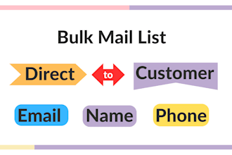 provide USA UK canada bulk mail niche targeted mail list