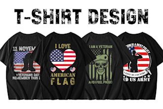do USA veteran army and military t shirt design for you