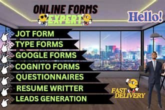 create google form jotform cognito form type form resume survey sheet docs gmail