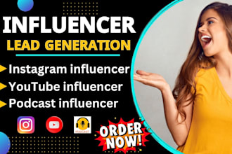 find instagram youtube and podcast influencer email list